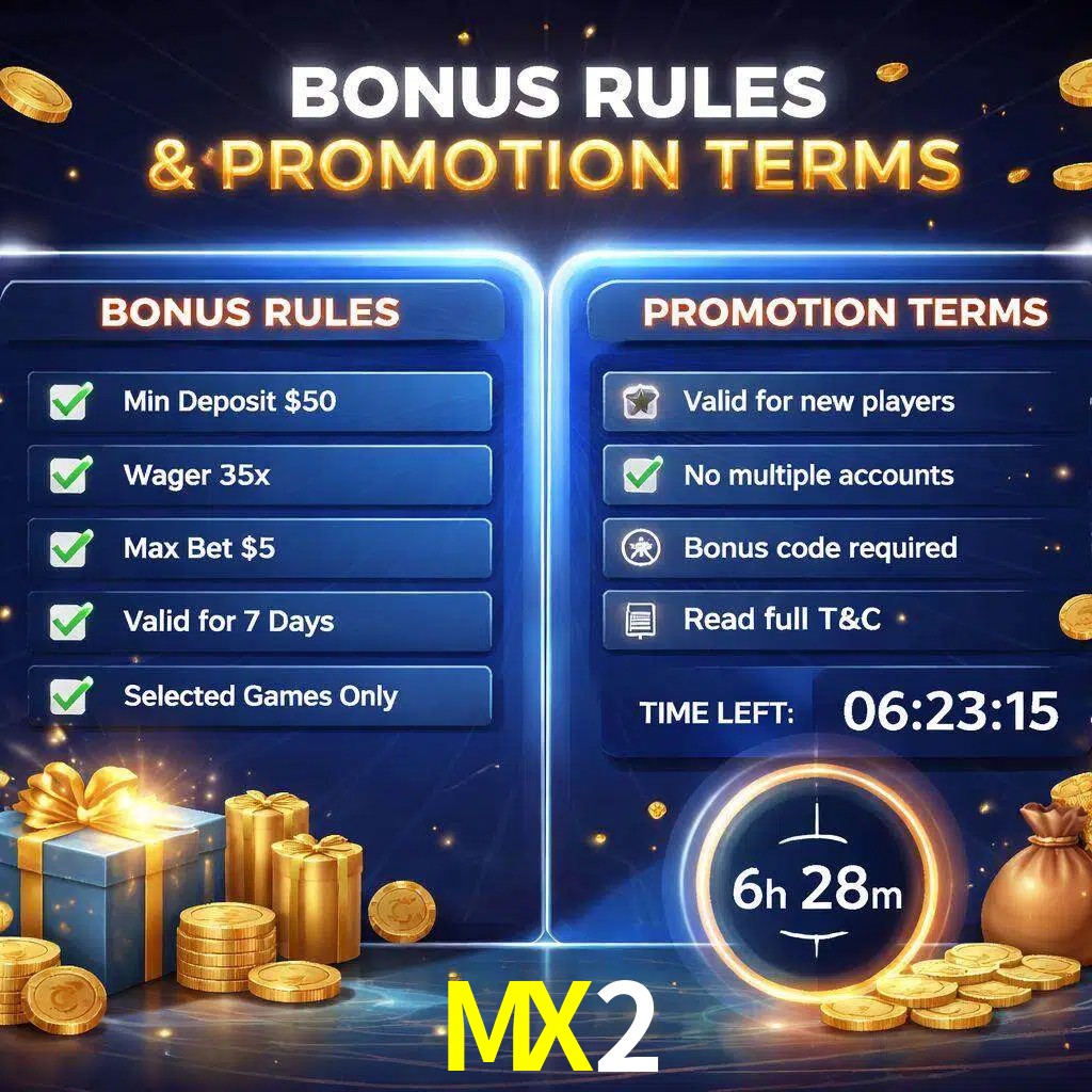 Reglas de promoción MX2 y condiciones de bonos explicadas visualmente
